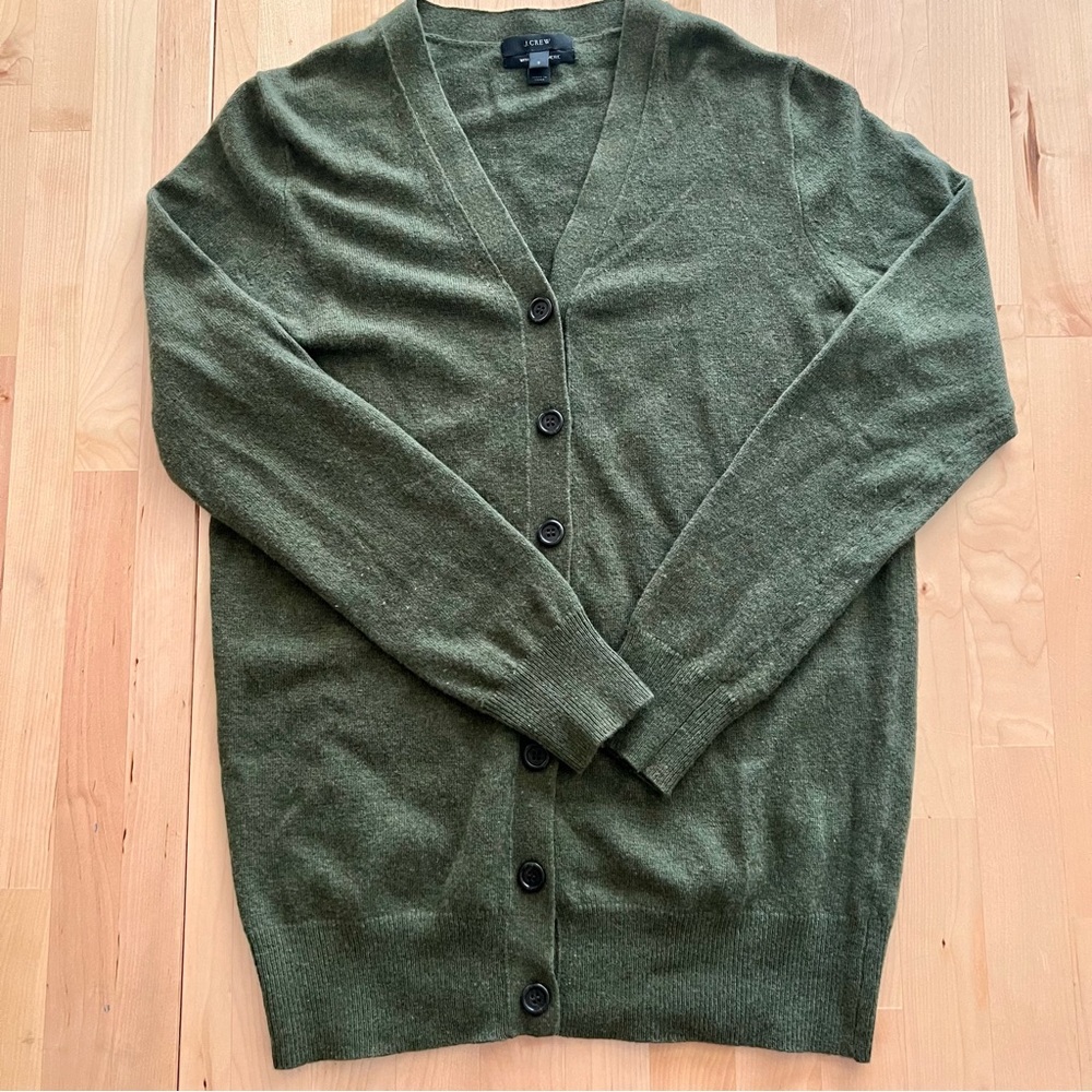 J. Crew V-neck Olive Green Cardigan Sweater- Women’s Small
